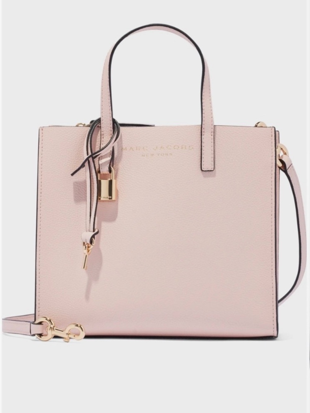 MARC JACOBS Mini Grind Pebbled Leather Tote/Crossbody Bag Peach Whip Pink NWT